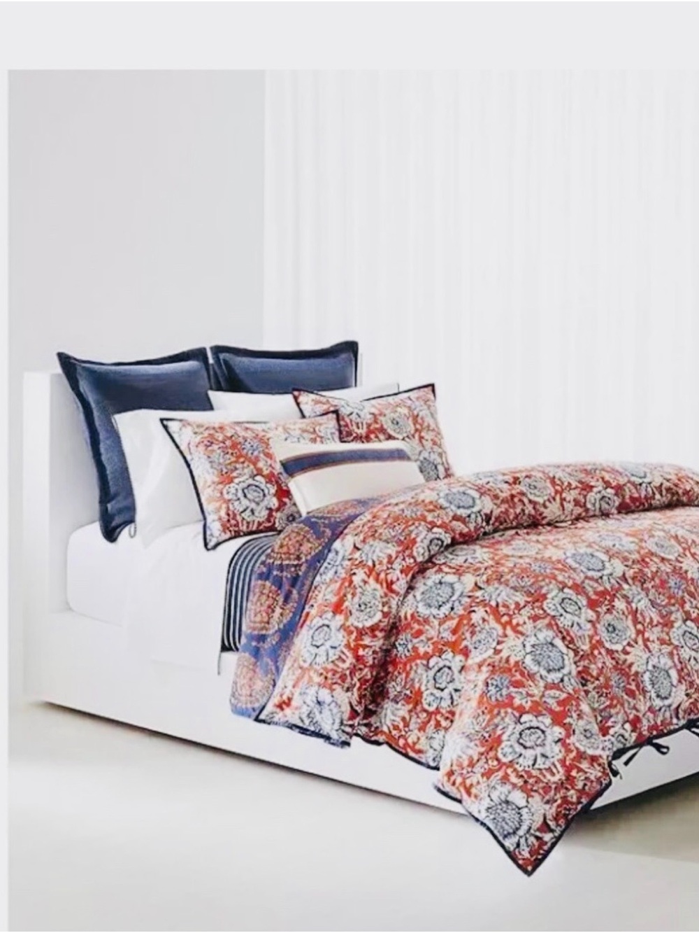Ralph Lauren Tessa Navy, Red and White Floral Duvet Cover Set